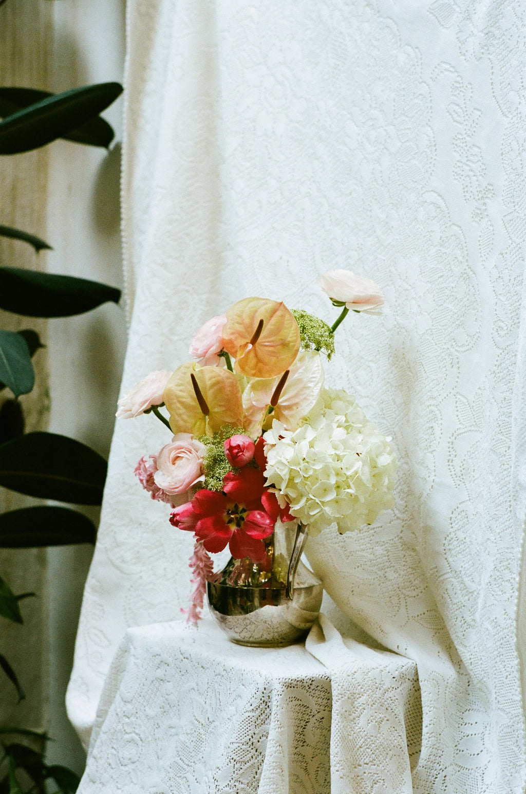 Valentine’s day flower arrangement - with cheese and wine