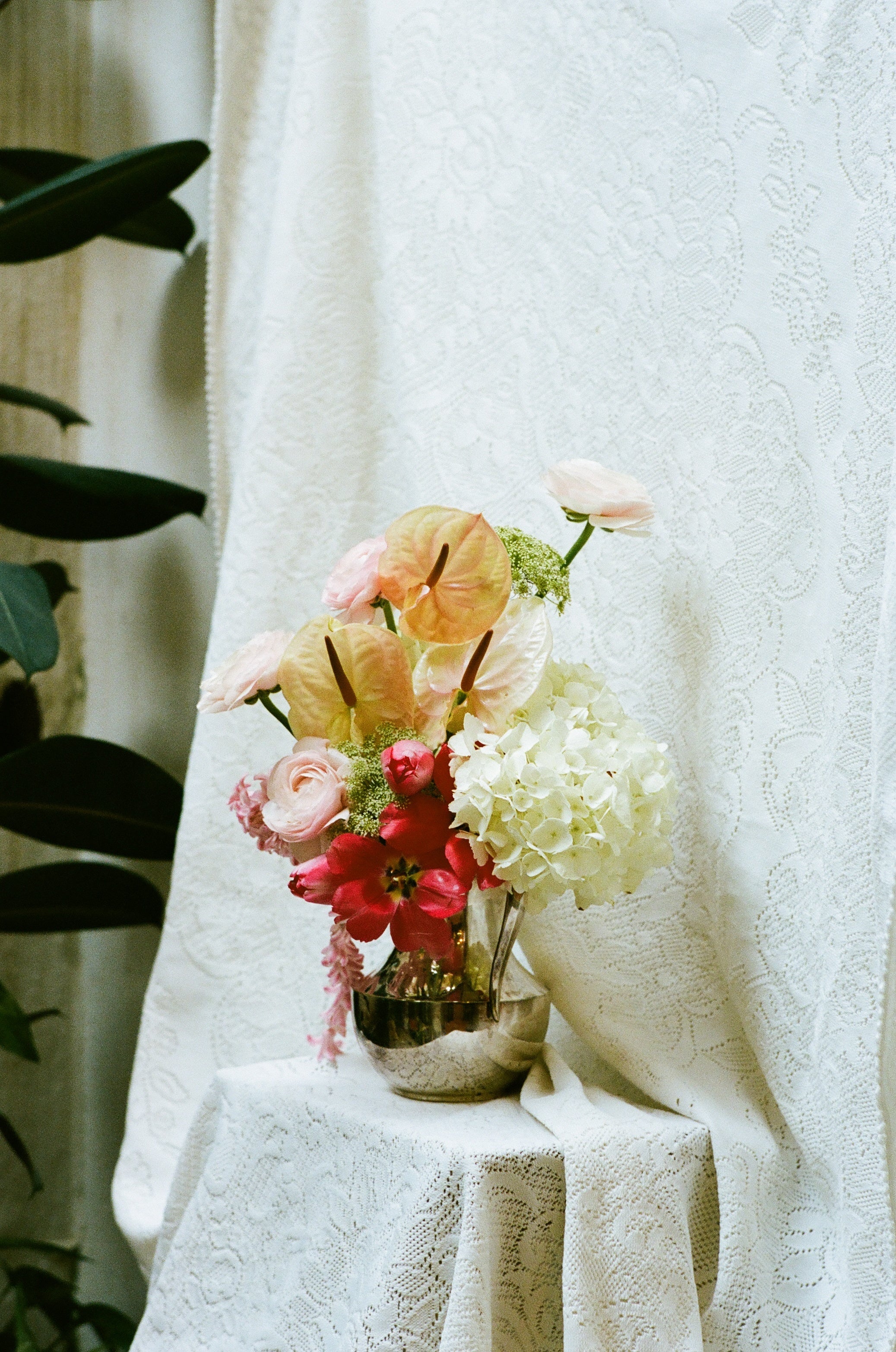 Valentine’s day flower arrangement - with cheese and wine
