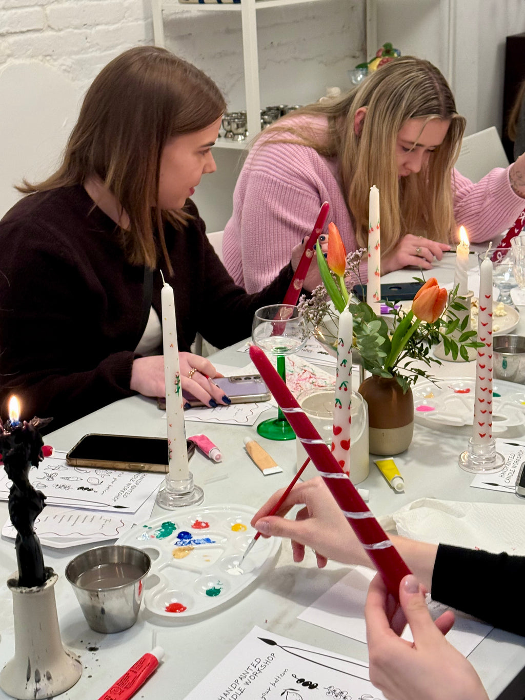 Hand painted Floral Candle Workshop - Messy space
