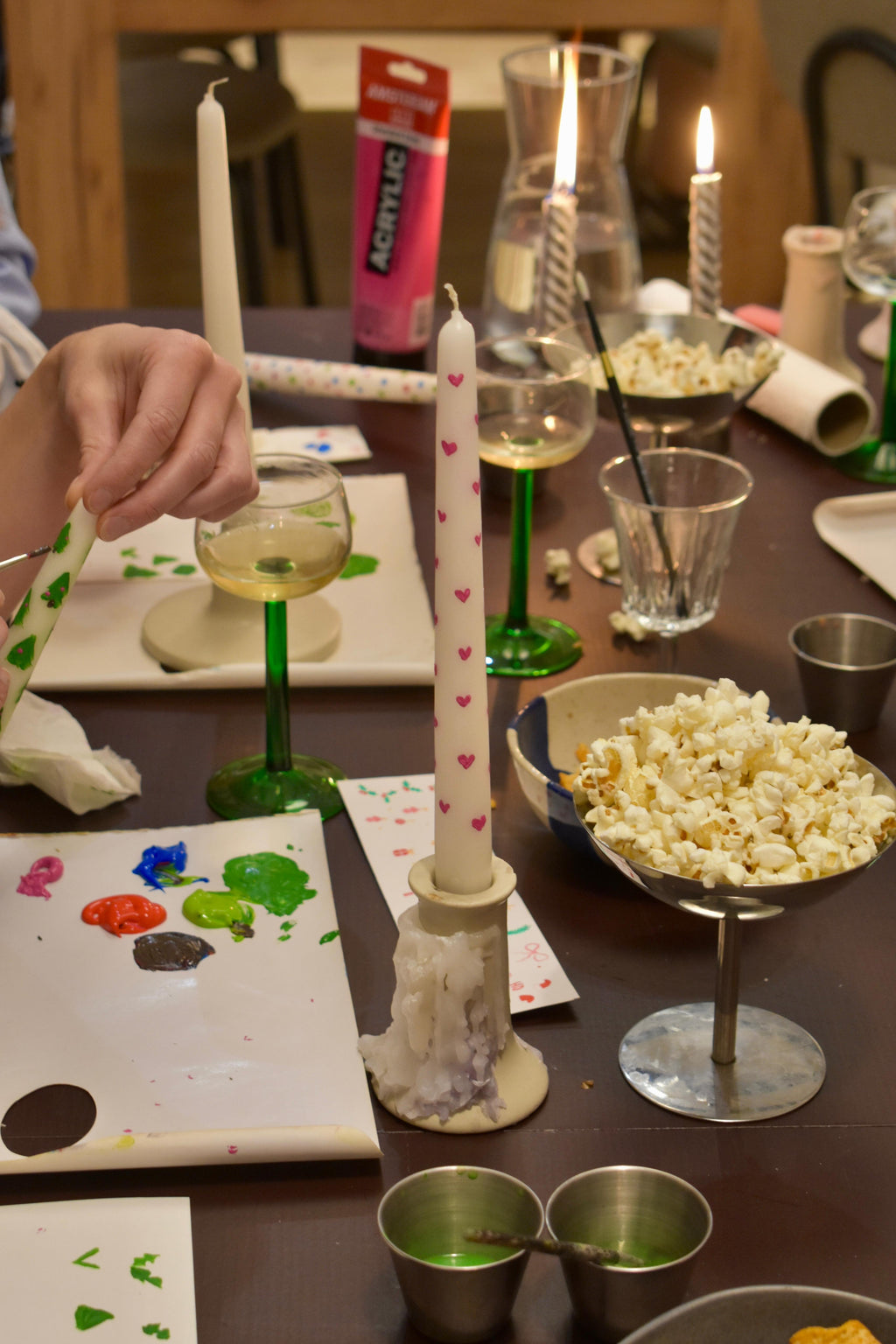 Hand painted Floral Candle Workshop - Messy space